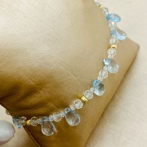 EUC Estate Sky Blue Topaz Bracelet w/ 14k Yellow Gold